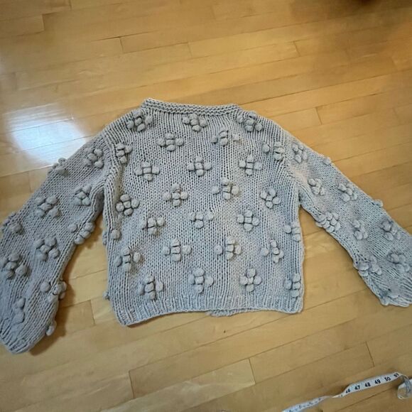 Callahan Knitwear Bisou Puff Sleeve Cardigan in Grey S - Picture 11 of 15